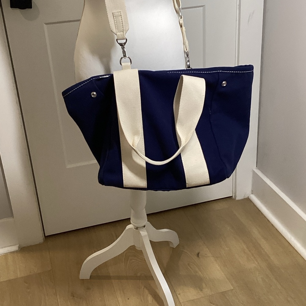 Lands' End Blue and White Tote Bag